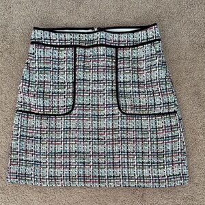 LOFT Multi-Color Tweed Mini Skirt with Black Trim